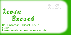 kevin bacsek business card